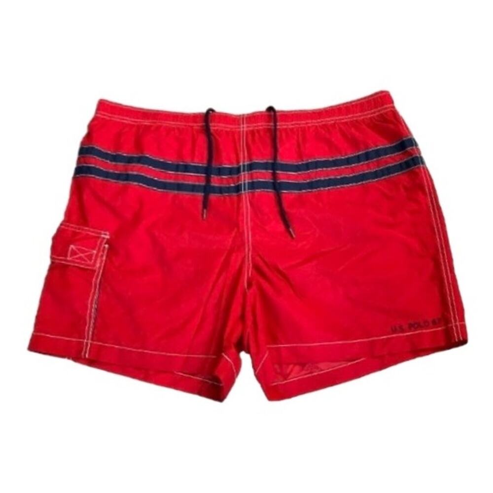 Polo Sport by Ralph Lauren Men's Red w/Blue Stripes VINTAGE Swim Shorts | Size L